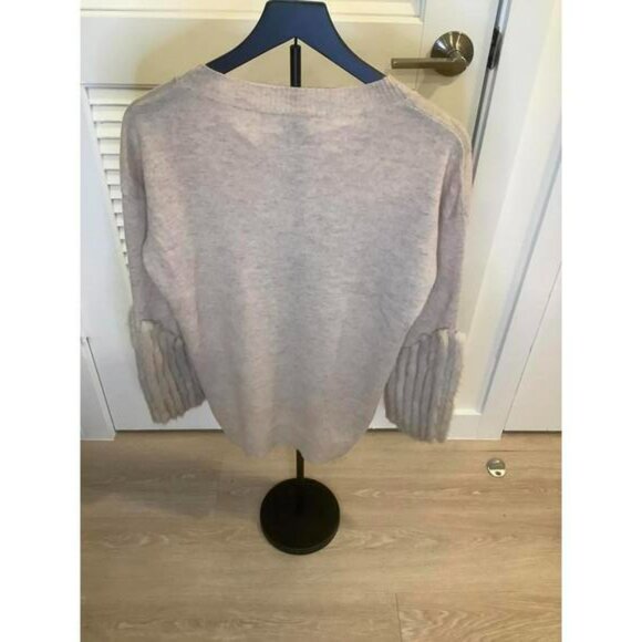 Max&Moi Tan Camel Cashmere Blend Crew Neck Sweater Mink Fur Long Sleeve XS - Picture 3 of 5